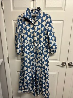 Rachel Zoe💙🤍 EUC* blue and White Geometric Button-Front Dress